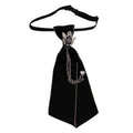 Punk Black Necktie Gothic Metal Chain Crystal Rhinestone Jewelry Bowtie Evening Adjustable Pre-Tied JK Shirt Decoration Bow Tie