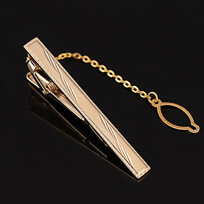 Tie Clip For Women &Men Metal Gold Vintage Chain Luxury Business Ties Bar Pin Clip For Necktie Man Shirt Accessories Party Wedding Gift