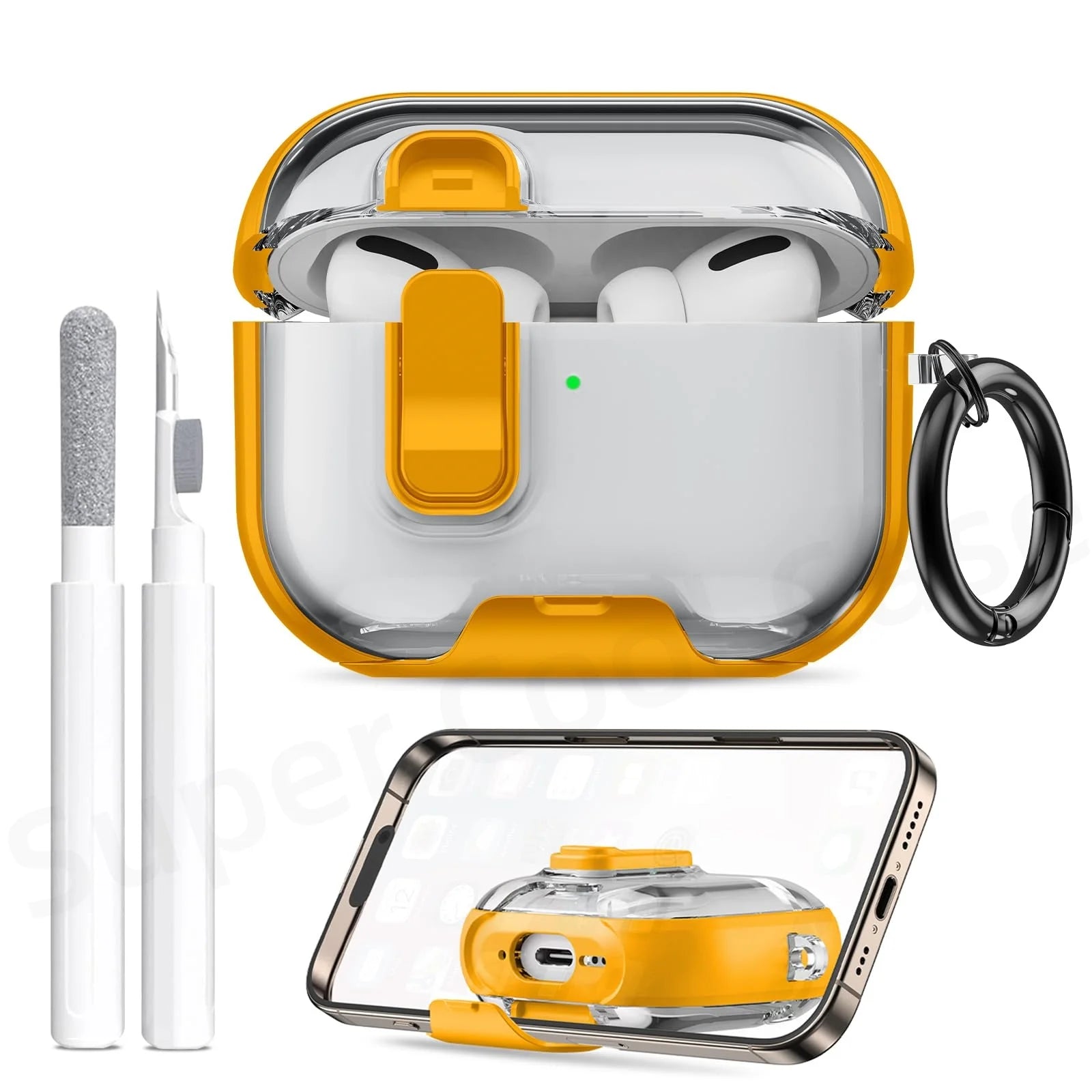 2025 for AirPods Pro 3 Case with Phone Stand&Cleaner Kit Protective Cover for AirPods Pro 3 with Keychain for Airpods Pro 3 Case