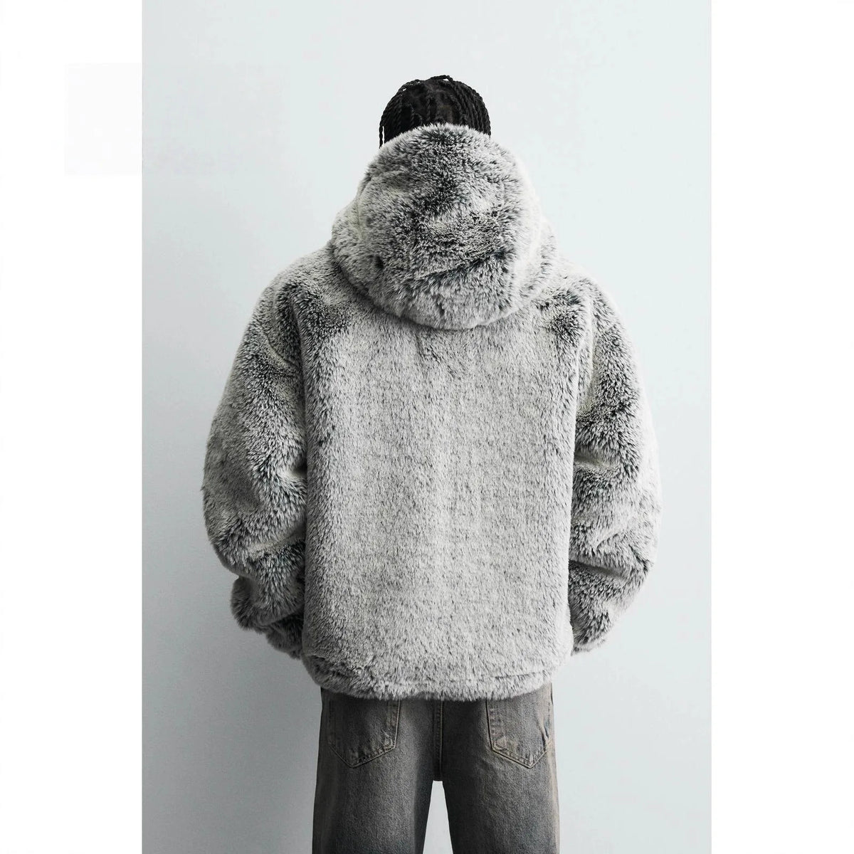 Men's Fashion Luxury Faux Fur Overcoat Winter Warm Hooded Windproof Fur Jacket Thick Thermal Parkas Outerwear For Male