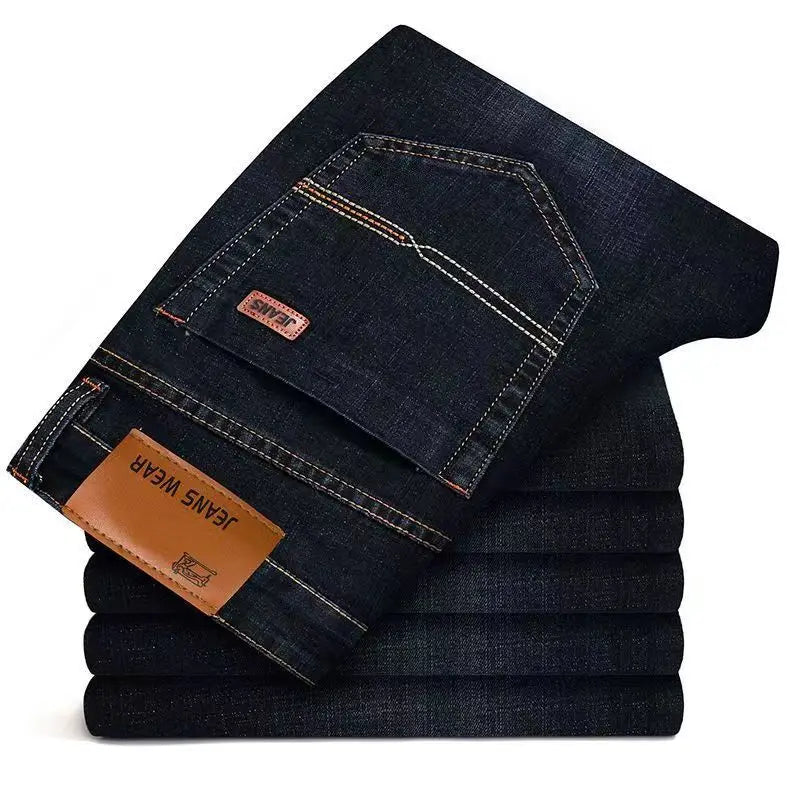 2025 Men NEW Men's Fashion Business Jeans Classic Style Casual Stretch Slim Jean Pants Male Brand Denim Trousers Black Blue Me
