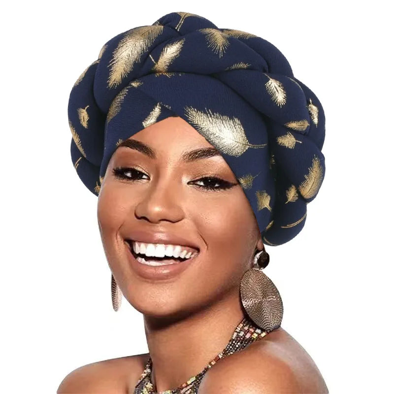 African Headtie Turban Fashion Summer Autumn African Solid Color Hats Women Head Wraps for Wedding Party Evening Outfits Hijab