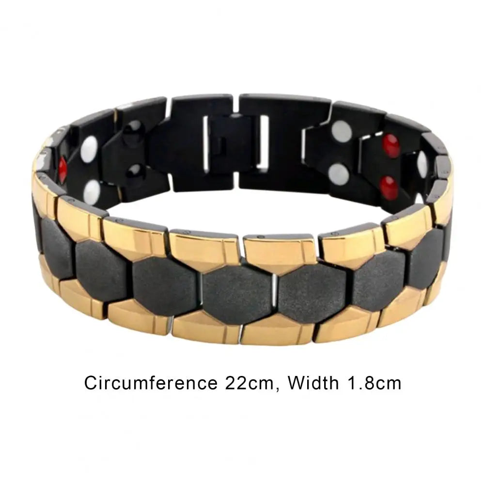 Men Bracelet Magnetic Alloy Therapy Bracelet Hexagon Luster Sleek Link Bangles Detachable Therapy Bracelet Daily Jewelry Gift