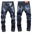 High Quality Street Fashion Men Jeans Retro Blue Elastic Slim Fit Ripped Jeans Men Embroidery Designer Denim Brand Pants Hombre