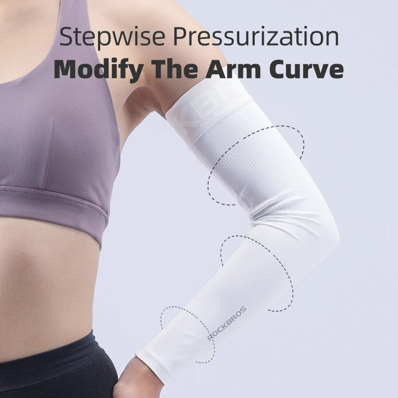 ROCKBROS Ice Silk Cycling Arm Sleeves Breathable Basketball Running Camping Summer Sports Arm Sleeves Bike Bicycle Arm Warmers