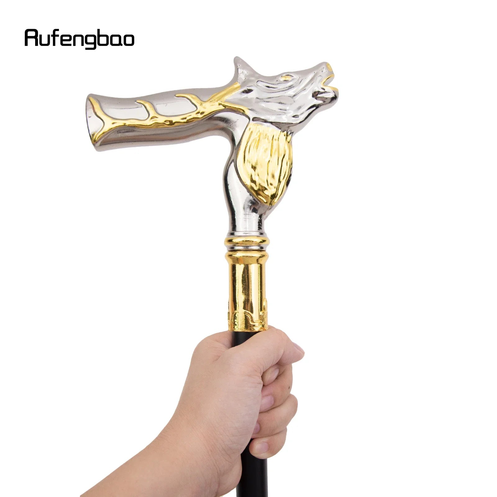 Golden White Deer Walking Cane Fashion Decorative Walking Stick Gentleman Performance stage Cane 92cm  Performance Stage Cane