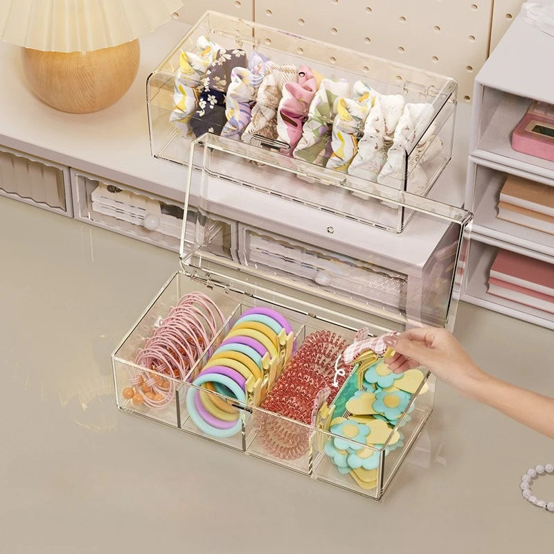 Hair Accessories Organizer Acrylic Storage Box Clear Hair Tie Organizer for Headband Cosmetic Storage Box Desk Jewelry Organizer