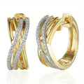 Exquisite Gold Color White CZ Hoops Women's Earrings Metal Hand Carving Cross Pattern Party Daily Wear