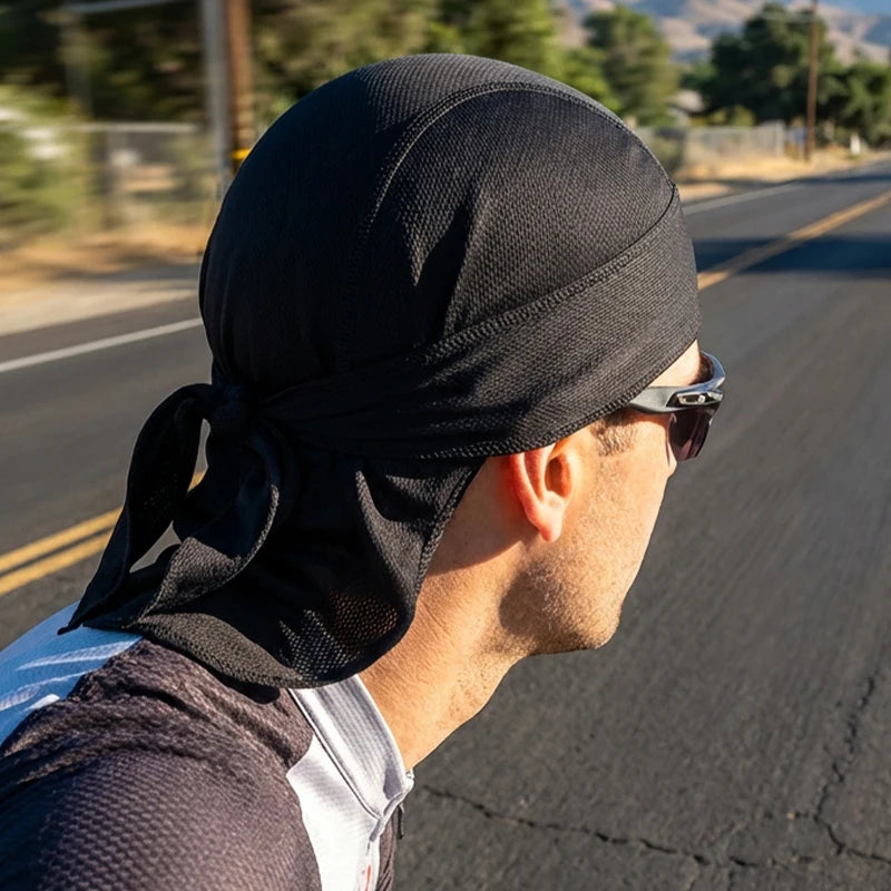 Durag for Men Cycling Pirate Hat Breathable Mesh Pirate Bandana Cap Sweat Absorbent Helmet Inner Head Cover Skull Cap for