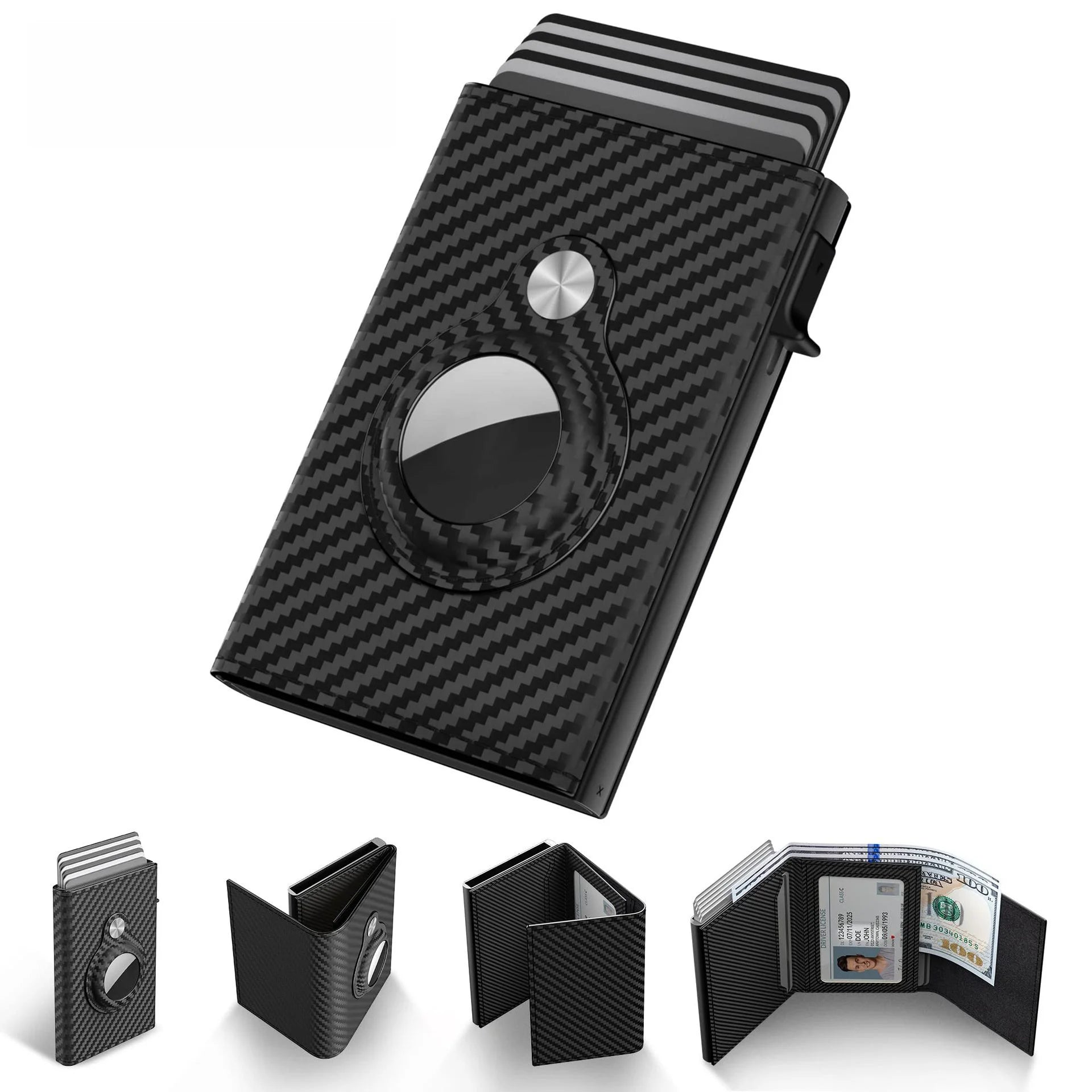 Wallet Card Holde  Pop Up PU Case,  Smart, RFID Blocking, Minimalist, Front Pocket 9-14 Card Capacity | ID Window | Cash Slot