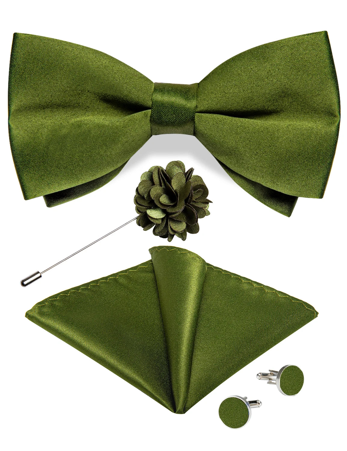 Wedding Bow Tie for Men Classic Red Pre-tied Bowtie Cufflinks Corsage Set for Party Butterfly Knot Gift Man Accessories