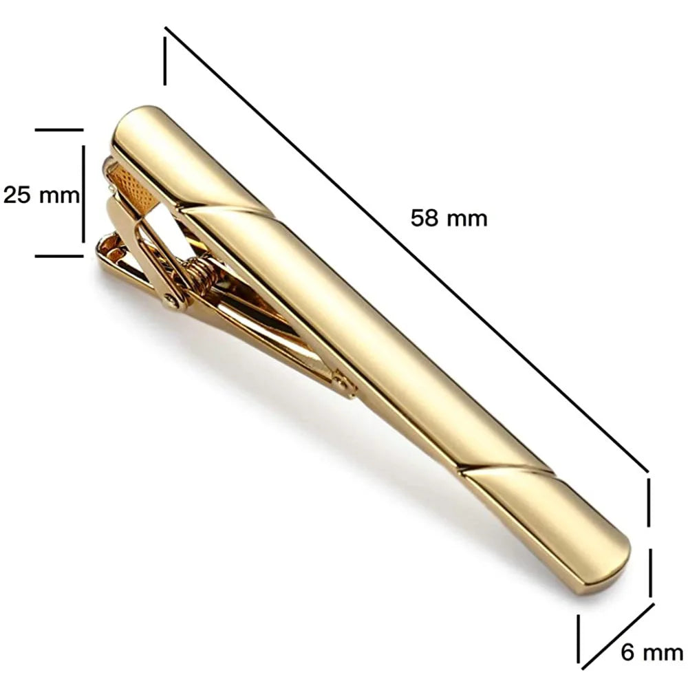 5.8x0.6cm Colourful Tie Clip for Men Metal Copper Simple Bar Clasp Practical Black Navy Blue Necktie Clasp