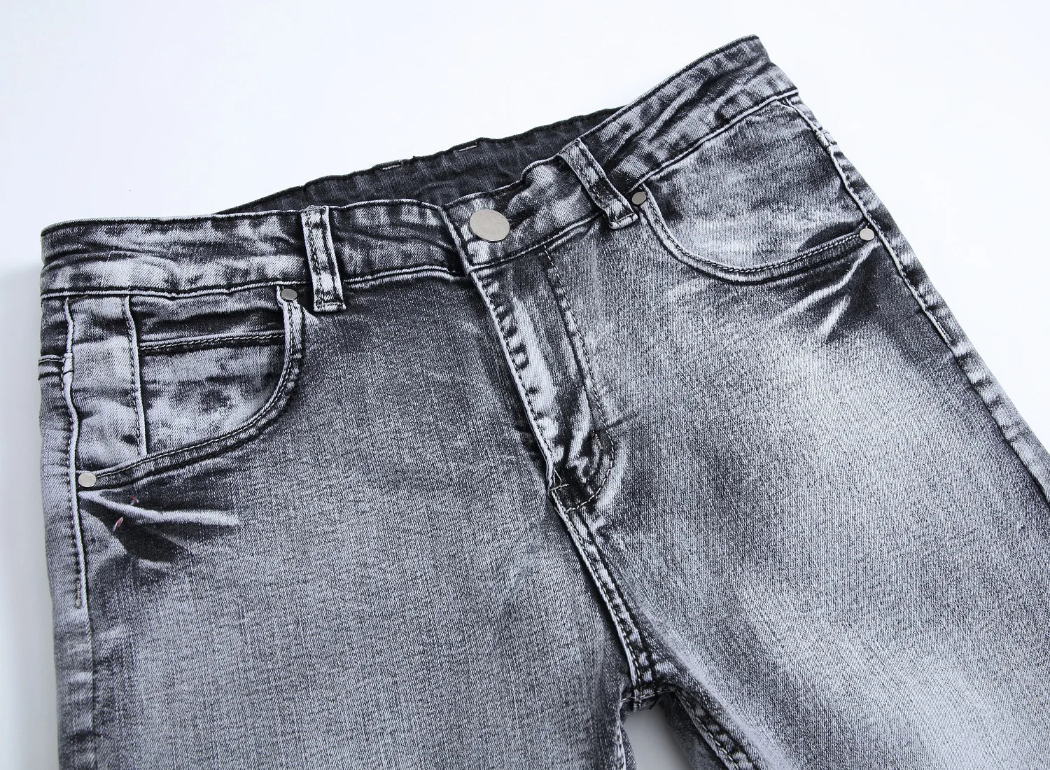 New 2026 Men's Grey Jeans Pants Fashion Casual Slim Fit Small Feet Long Pants Trend Versatile Stretch Denim Trousers for Men