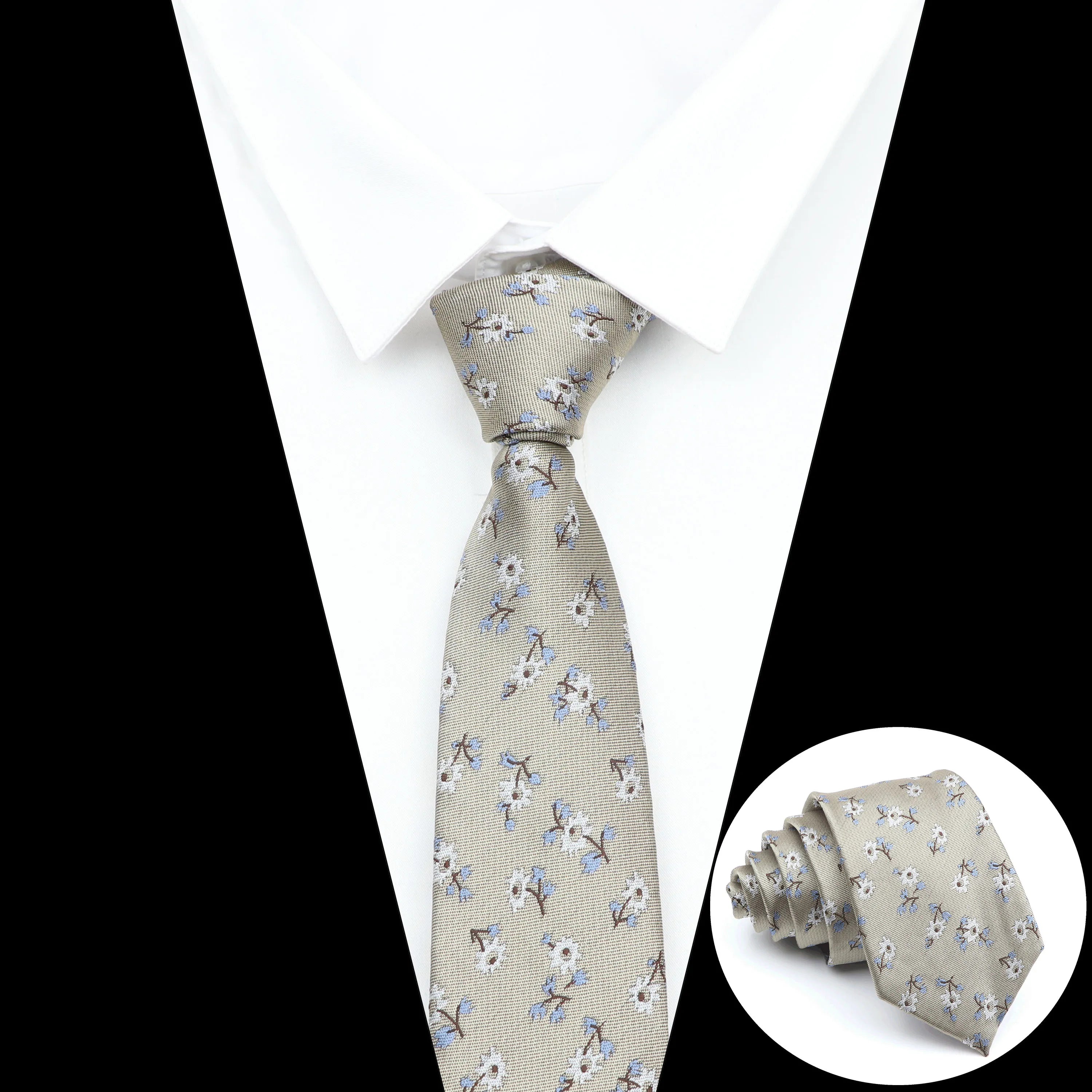 New Men's Casual 7CM Ties Classic Polyester Woven Party Neckties Fashion Burgundy Flower Man Neck Tie For Wedding Business Male