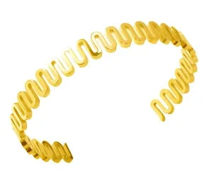 Beads Punk Gold Plated Thick Textured Open Bracelet Bangle for Women Men Trendy Stainless Steel Metal Bracelets