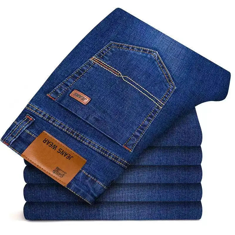 2025 Men NEW Men's Fashion Business Jeans Classic Style Casual Stretch Slim Jean Pants Male Brand Denim Trousers Black Blue Me