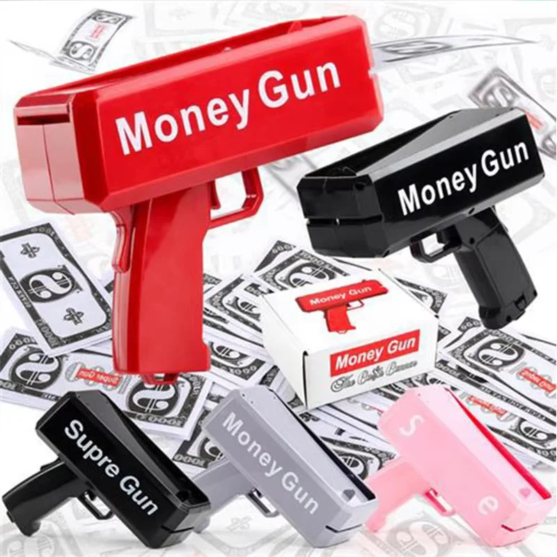 Super Money Gun Shooter Toys Game Spray Banknote Party Wedding Birthday Funny Supply Gift Electric Silent Toy 100 Cash Paper