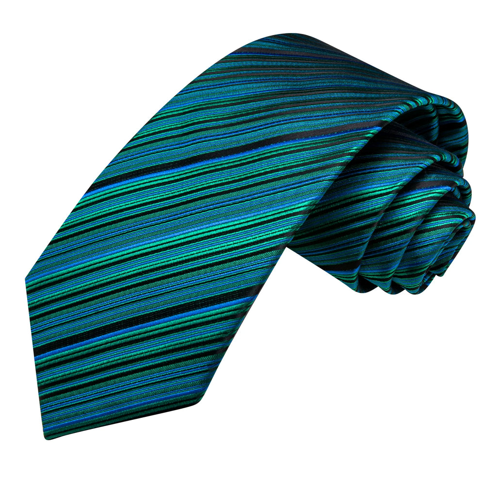 Hi-Tie Burgundy Blue Striped Men Elegant Necktie Handkerchief Cufflinks for Tuxedo Fashion Classic Silk Luxury Tie for Man