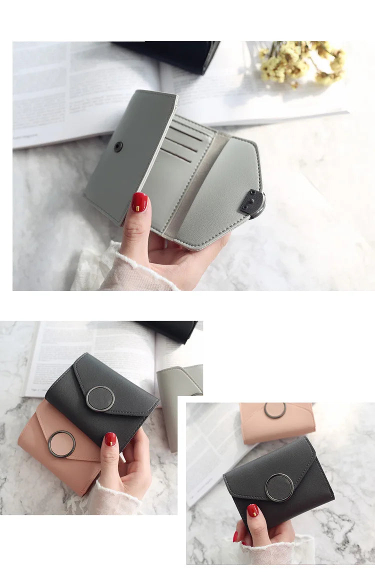 Wholesale Women Wallet Three Fold 0 Letter Lady Student Purse Cute Fashion Wallet Credit Card Bank Card Bus Card Purse Gifts