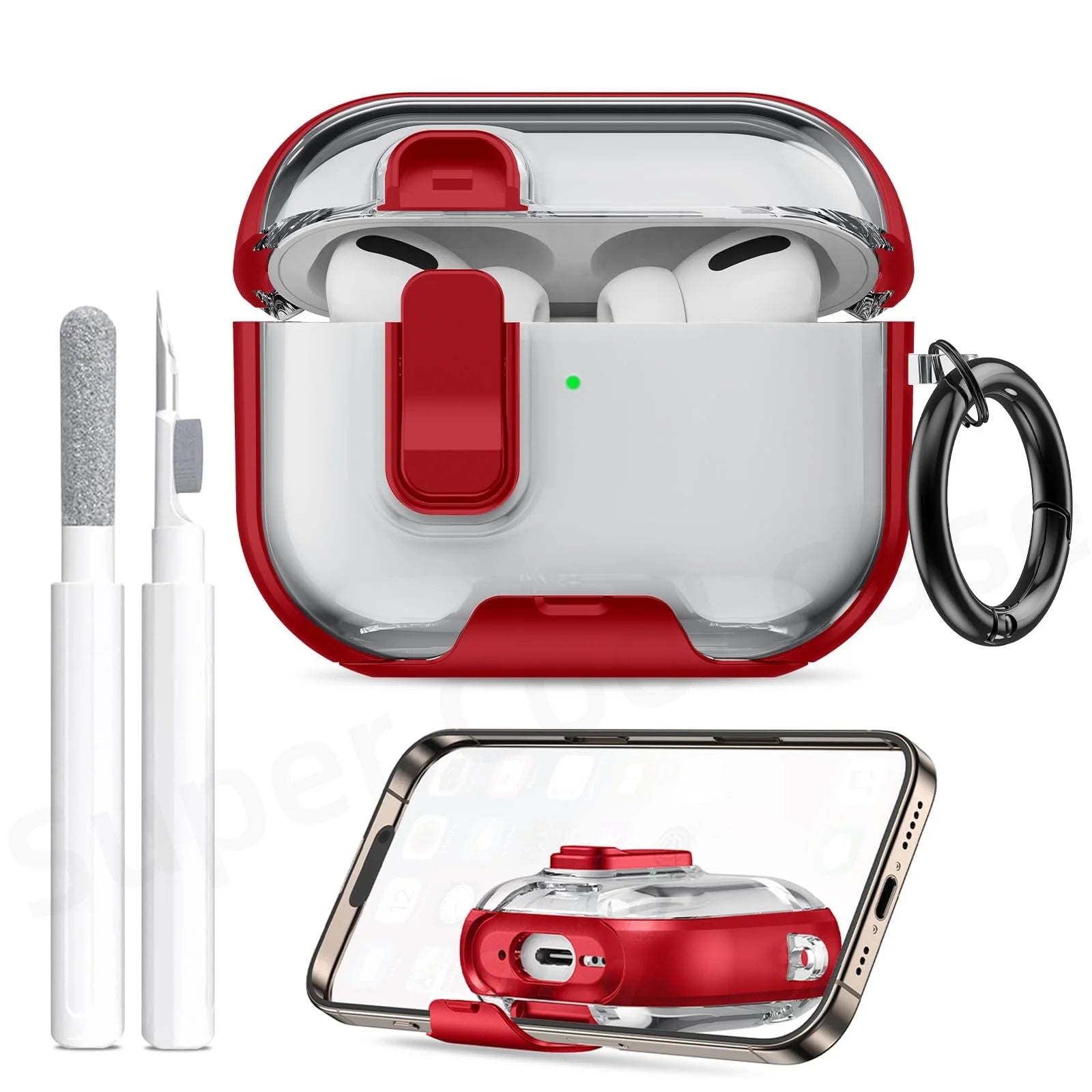 2025 for AirPods Pro 3 Case with Phone Stand&Cleaner Kit Protective Cover for AirPods Pro 3 with Keychain for Airpods Pro 3 Case