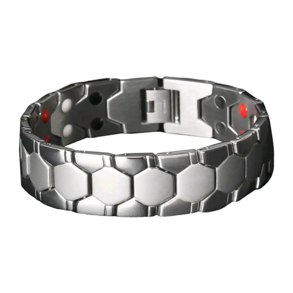 Men Bracelet Magnetic Alloy Therapy Bracelet Hexagon Luster Sleek Link Bangles Detachable Therapy Bracelet Daily Jewelry Gift