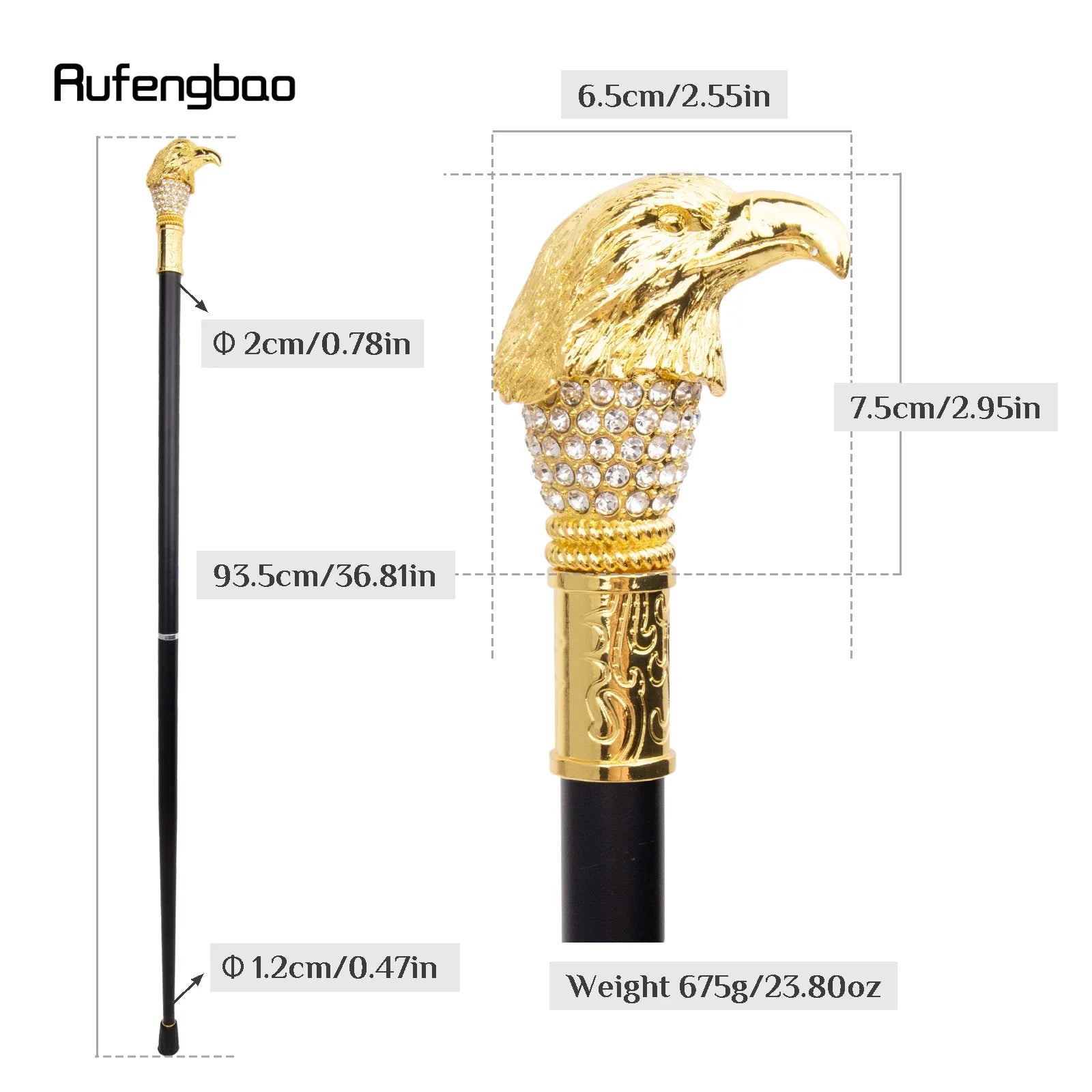 Golden White Eagle Head Decorative Stick  Parties Decorative Cane For Halloween For Cosplay And Parties, For Cosplay & Party