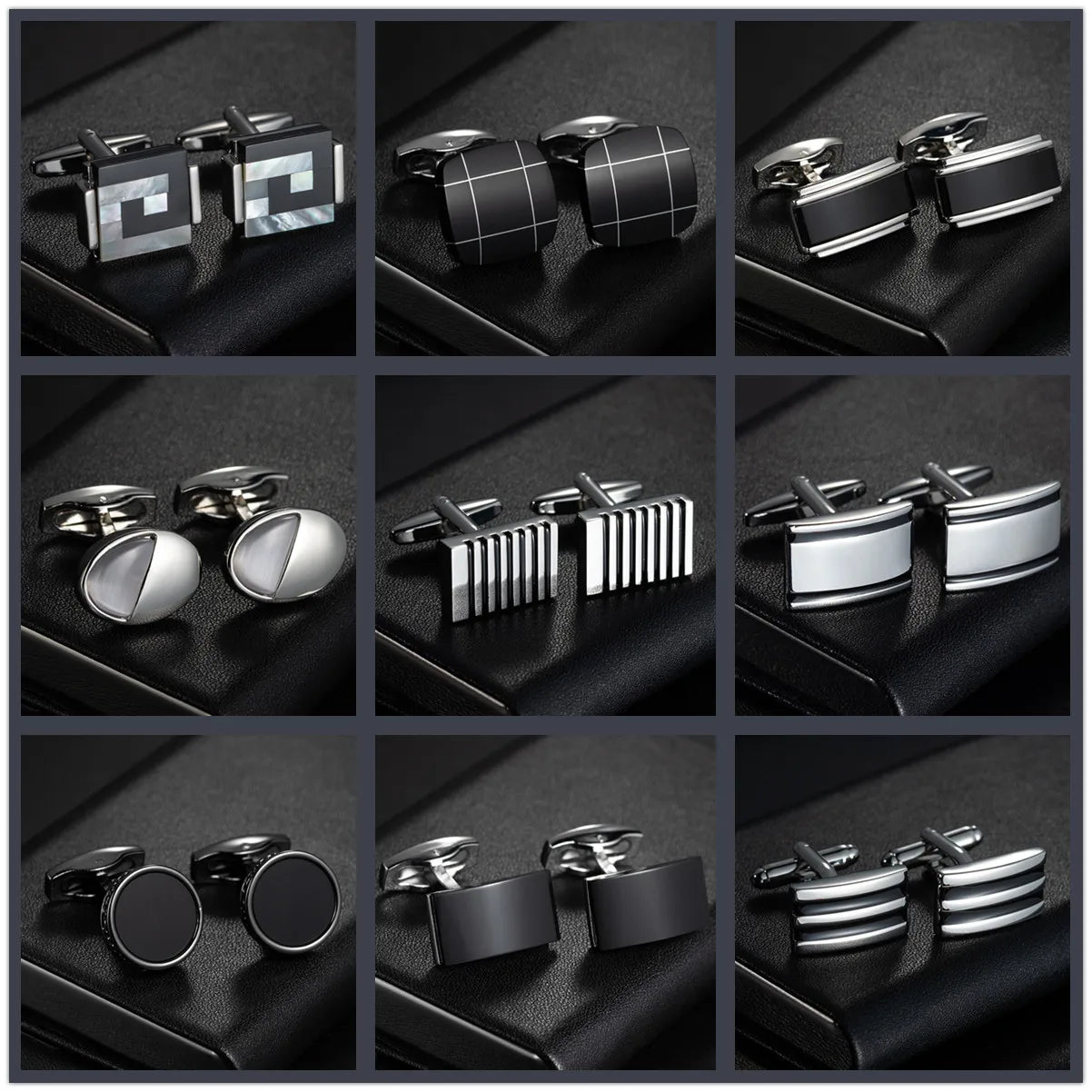Round Cufflinks Mens For Business Shirt Wedding Party Men Cufflink Solid Cloth Rectangle Stripe Cuff links Accessories Wholesale