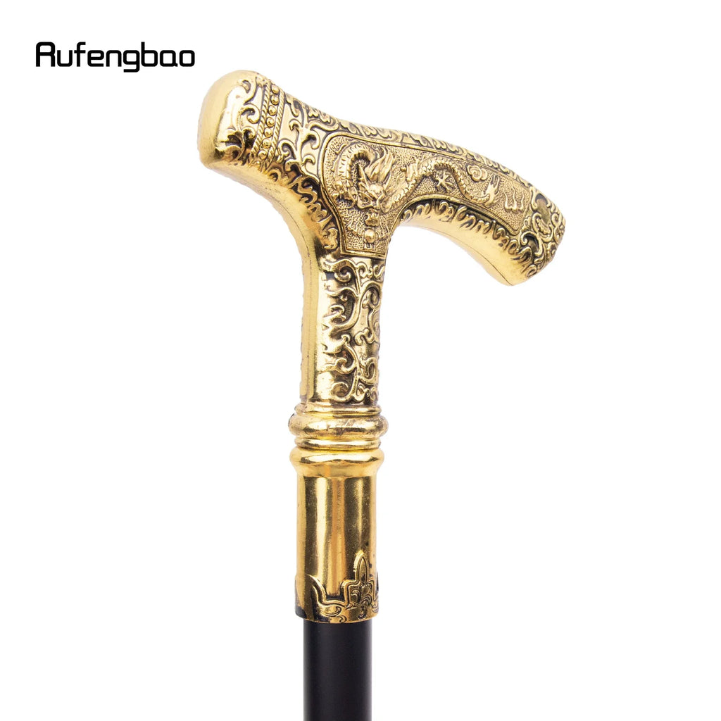 Golden Dragon Luxury Pattern Walking Stick Party Fashion Elegant Walking Stick Decorative Cospaly Cane Knob Crosier 89cm