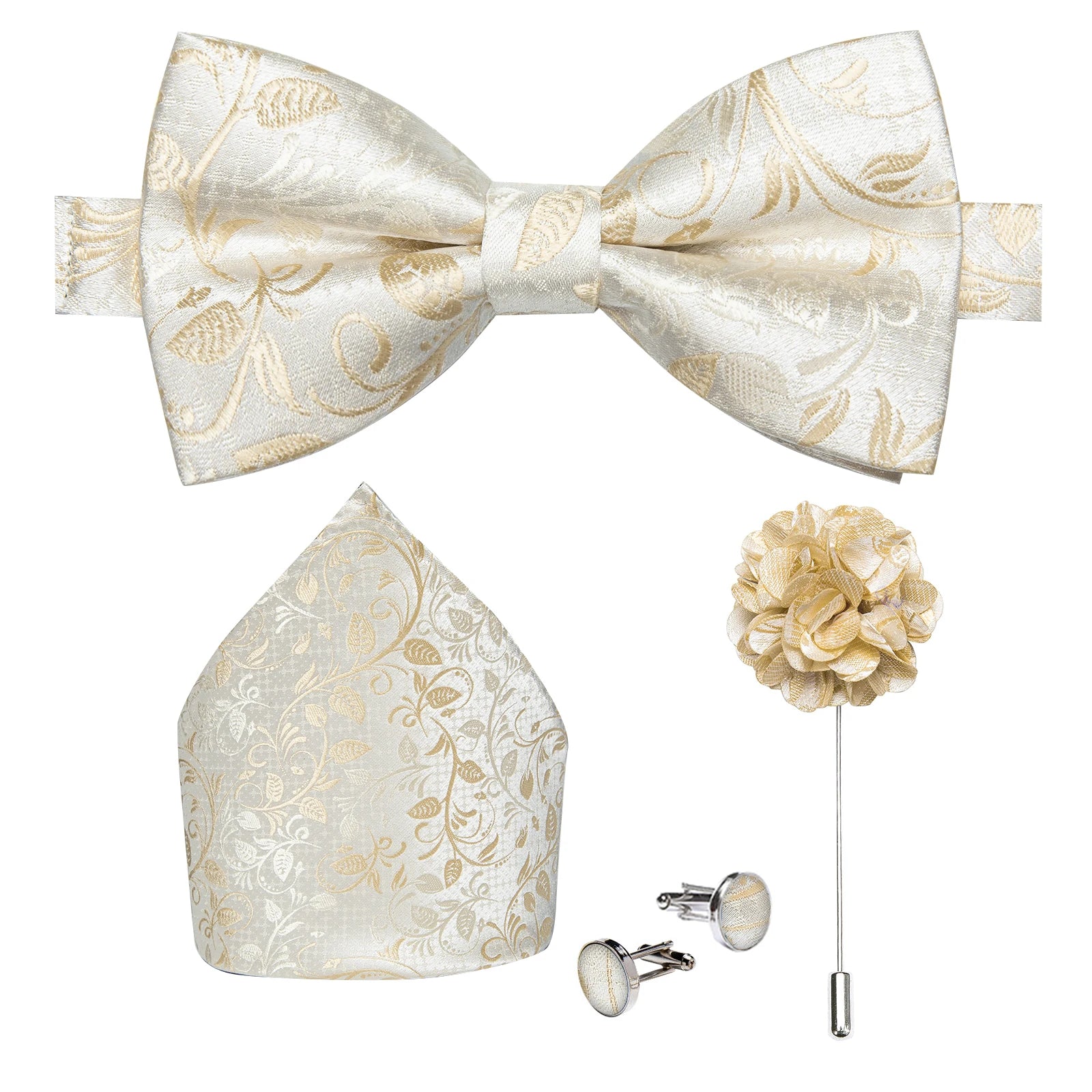 Wedding Bow Tie for Men Classic Red Pre-tied Bowtie Cufflinks Corsage Set for Party Butterfly Knot Gift Man Accessories