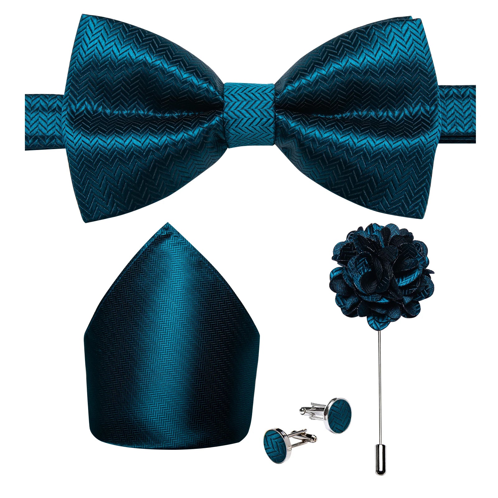 Wedding Bow Tie for Men Classic Red Pre-tied Bowtie Cufflinks Corsage Set for Party Butterfly Knot Gift Man Accessories