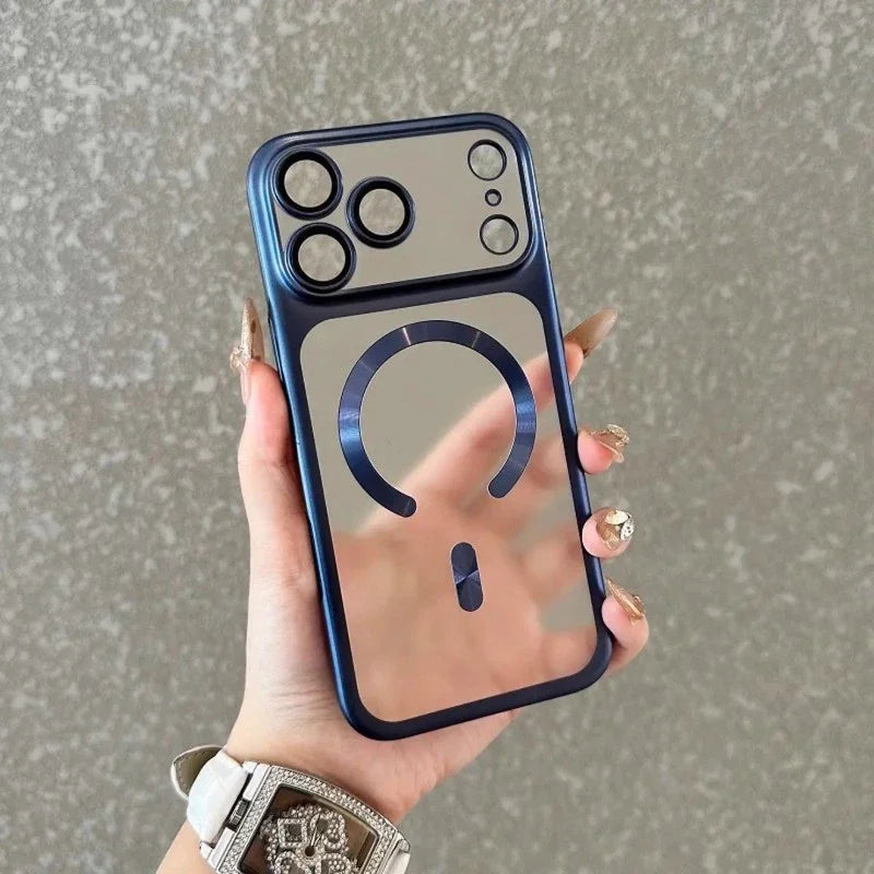 Luxury Matte Transparent Phone Case for Magsafe IPhone 17 Air 16 15 Pro Max Plus 17Air 17Pro Magnetic Bumper Back Cases Cover