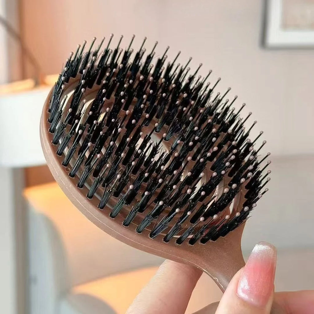 Boar Bristle Detangling Hair Brush Women Scalp Massage Comb Hollow Out Wet Curly Hair Comb Barber Hairdressing Styling Tools
