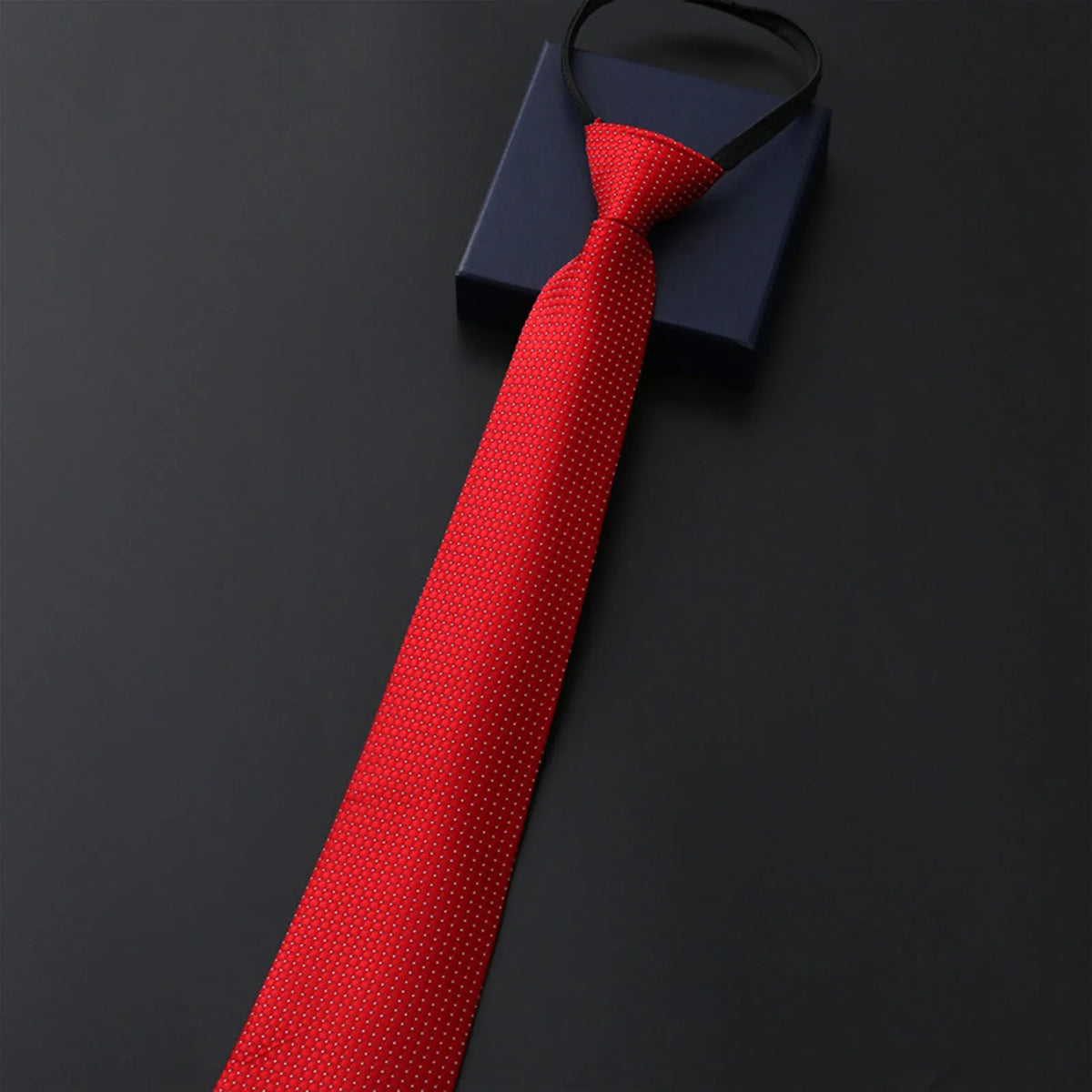 Adjustable Zipper Necktie n Formal Casual Skin-friendly 8cm Necktie for Friend Family Dad Husband Gift