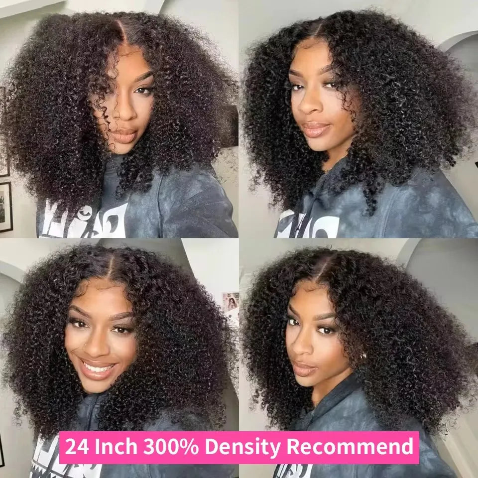 Kinky Curly Glueless Short Curly Bob Hair Wig Human Hair 5x5 HD Lace Closure Wigs Wear To Go Lace Frontal Wig Water Wave Cut Wig