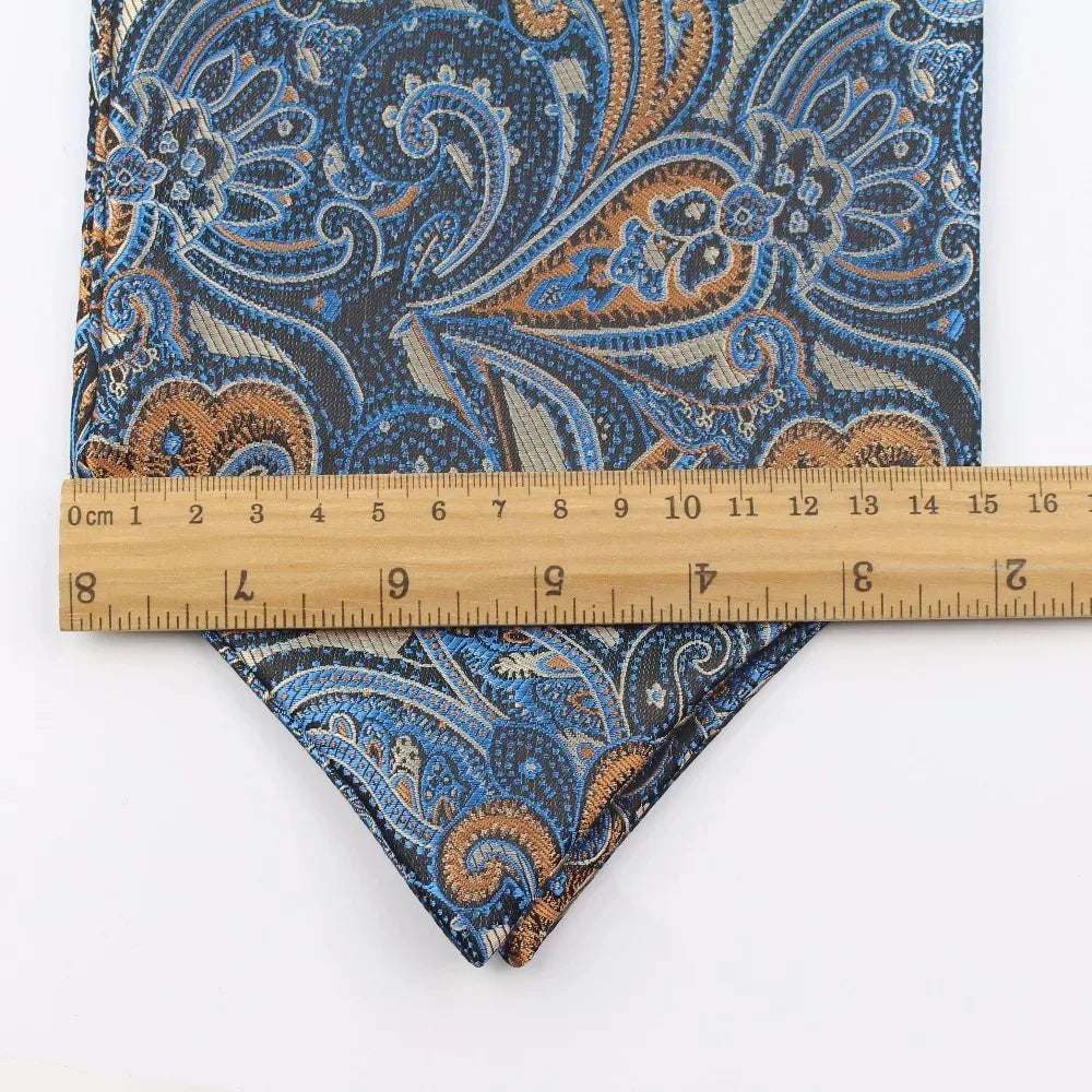 Polyester Cravat Pocket Square Set Formal Necktie Handkerchief Ascot Self Tie Polka Dot Paisley Design Gentleman Necktie Gifts