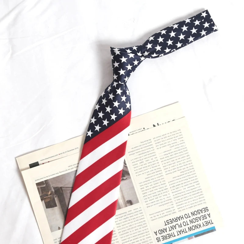 Star Striped American/USA Tie Flag Mens Print Necktie for Man Wedding Performance Tie for Business Party Ties Shirts Accessories