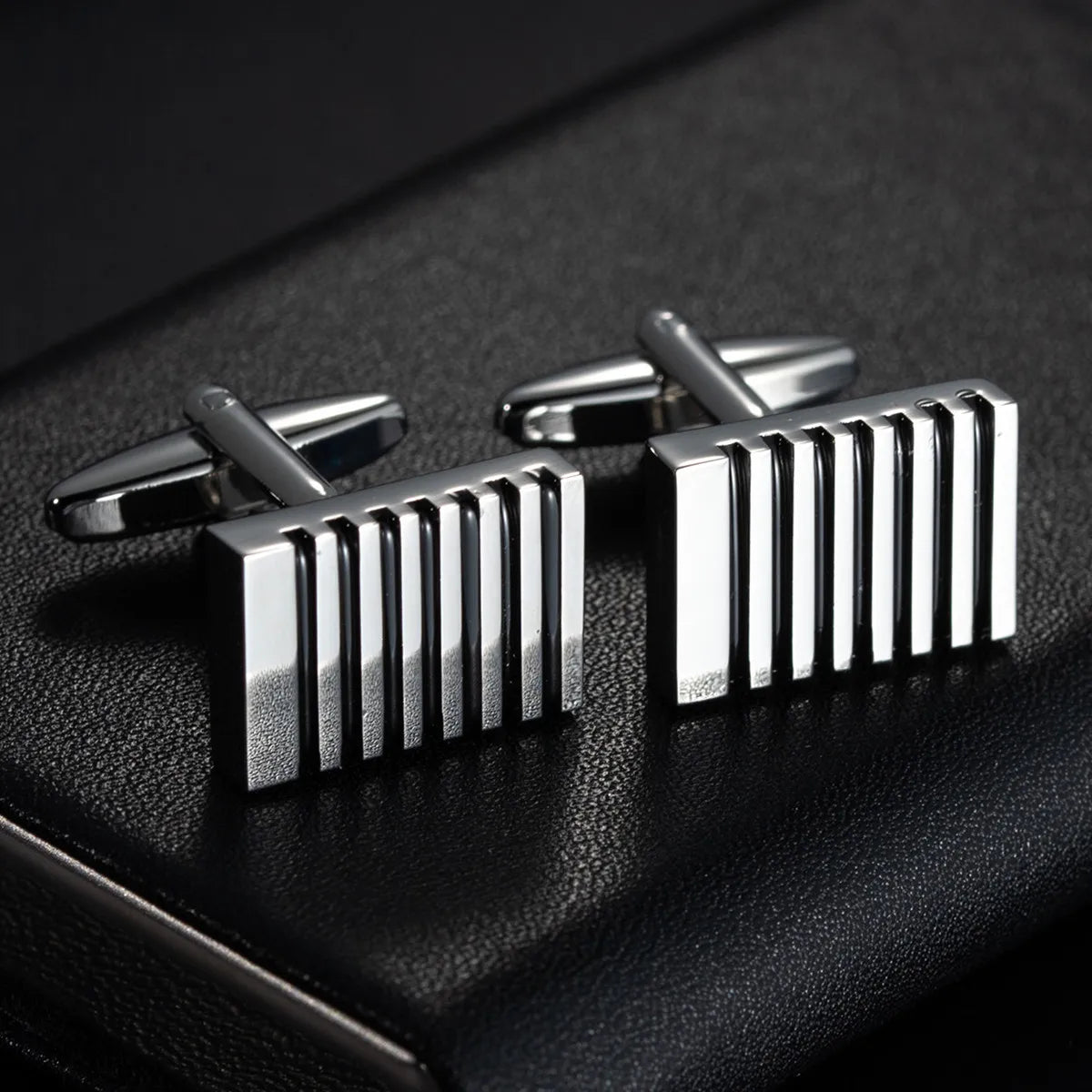 Round Cufflinks Mens For Business Shirt Wedding Party Men Cufflink Solid Cloth Rectangle Stripe Cuff links Accessories Wholesale
