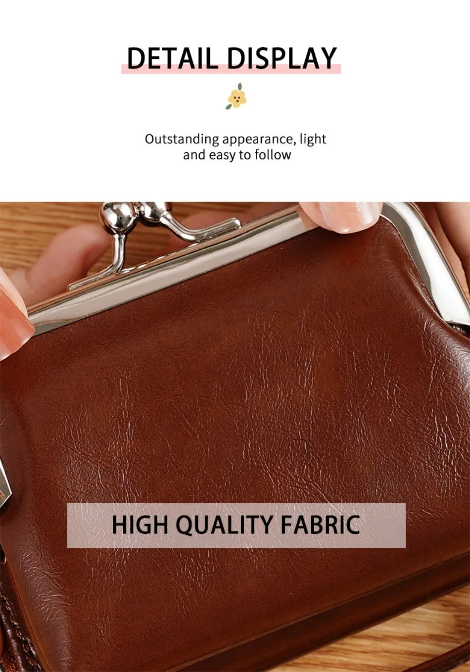 Women's Wallet Fashionableand Minimalist Wrist Strap Short Zero Wallet RetroVersatile LargeCapacity Multi Card Pocket Money Clip
