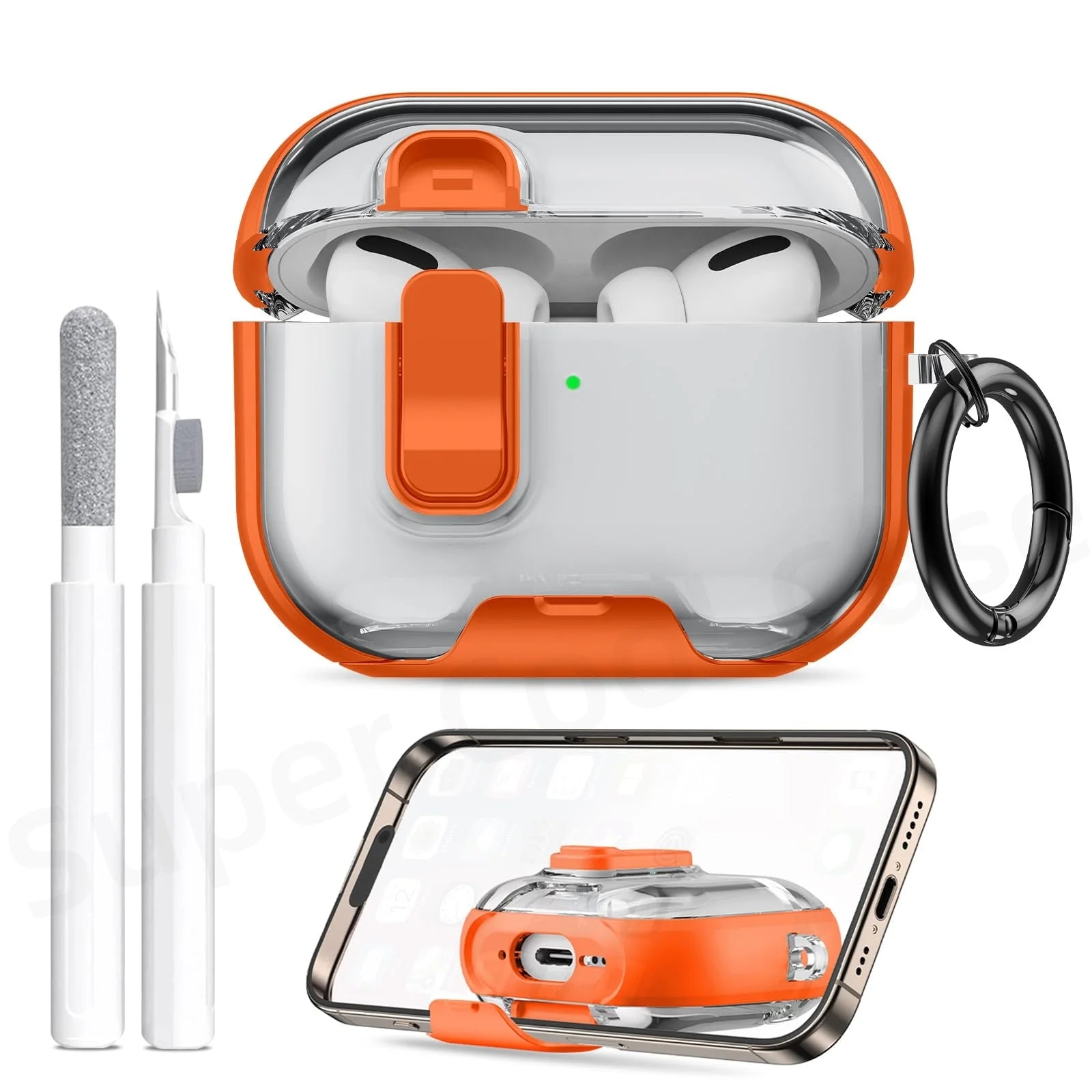 2025 for AirPods Pro 3 Case with Phone Stand&Cleaner Kit Protective Cover for AirPods Pro 3 with Keychain for Airpods Pro 3 Case