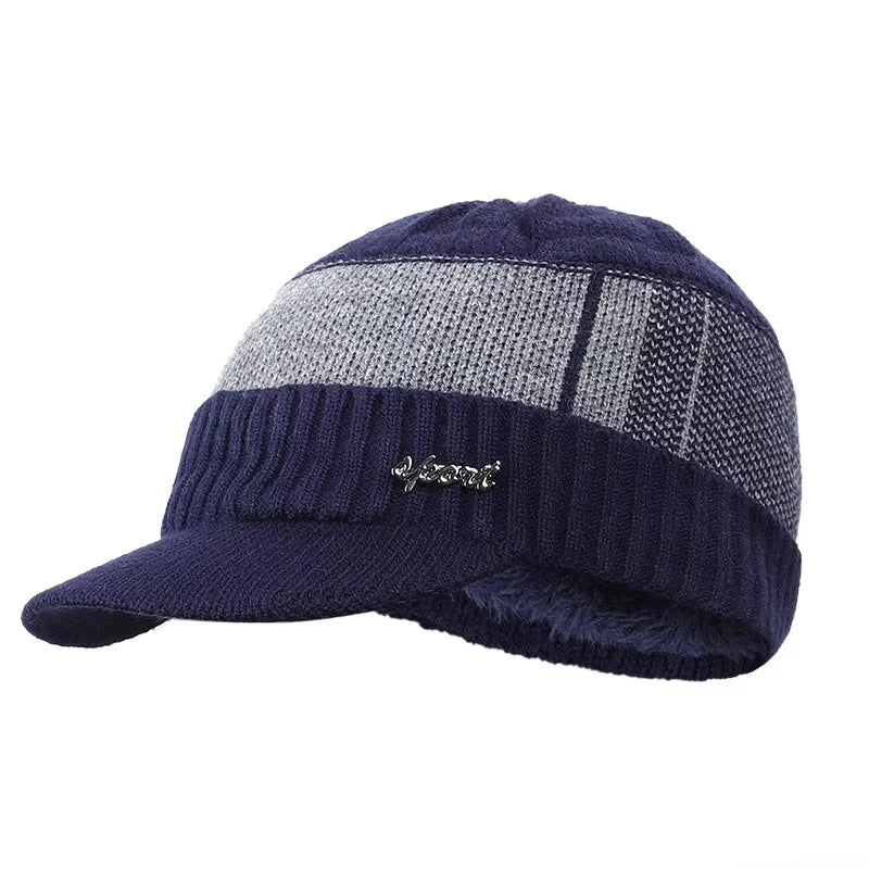 NEW style Skullies Beanies Hat Adult Women Men Winter Crochet Knited Hat Plus Velvet Warm Baseball Cap Visor High Quality