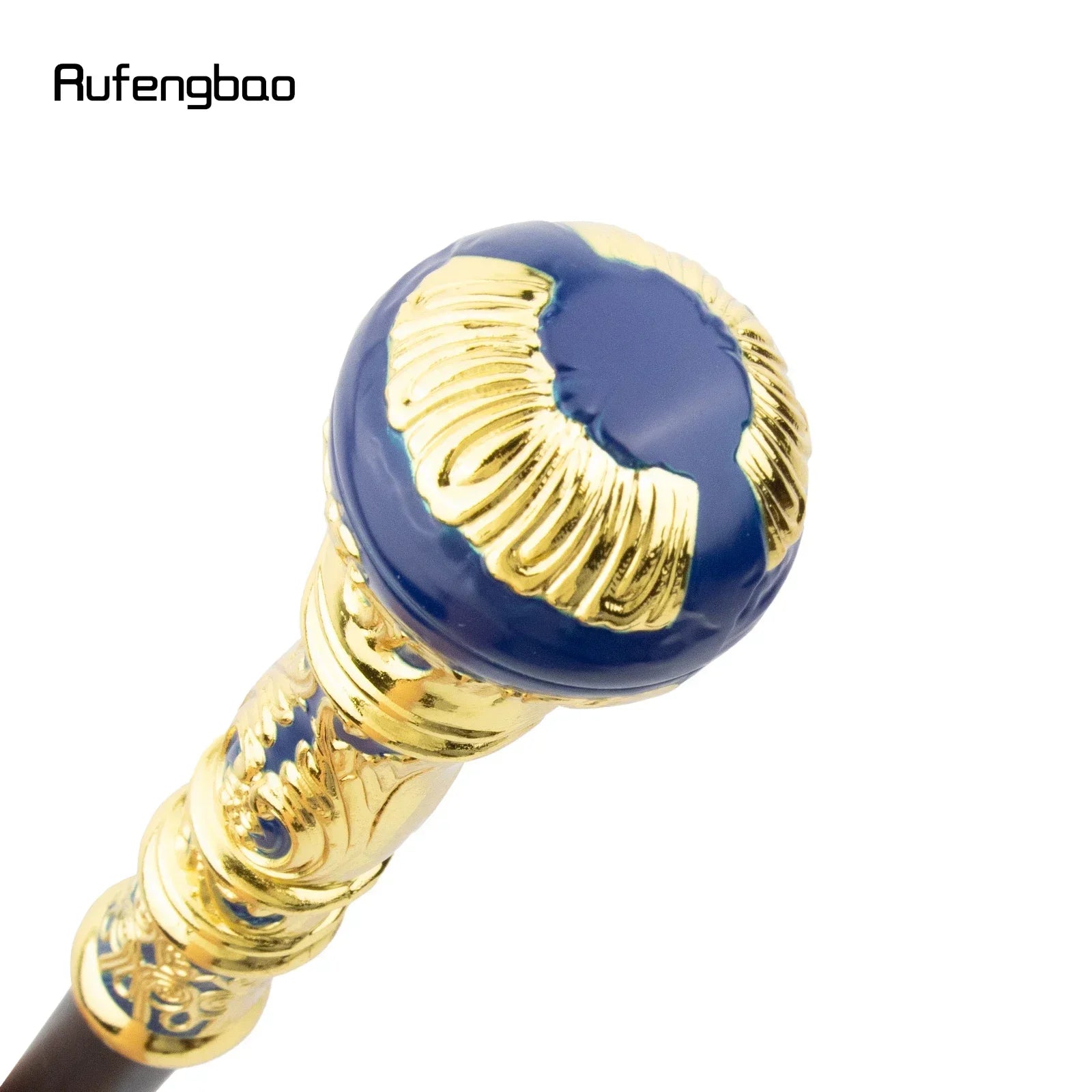 Golden Blue Luxury Round Handle Fashion Stick for Party Decorative Walking Cane Elegant Crosier Knob Walking Stick 93cm
