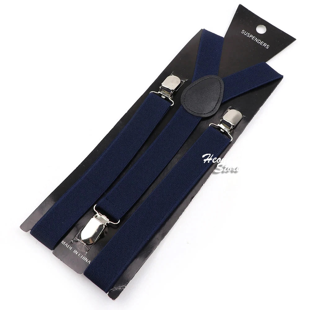 Hot Sale Suspender Bowtie Set For Men Boys Skyle Blue Royal Blue Navy Blue Elastic Adjustable Y-Back Braces Straps Accessory