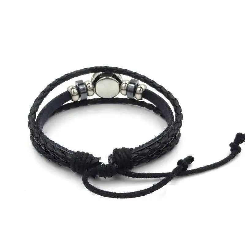 Leather Bracelet Handmade Woven Multilayer Boho Vintage Unisex Adjustable Fashion Jewelry Gift for Him Her