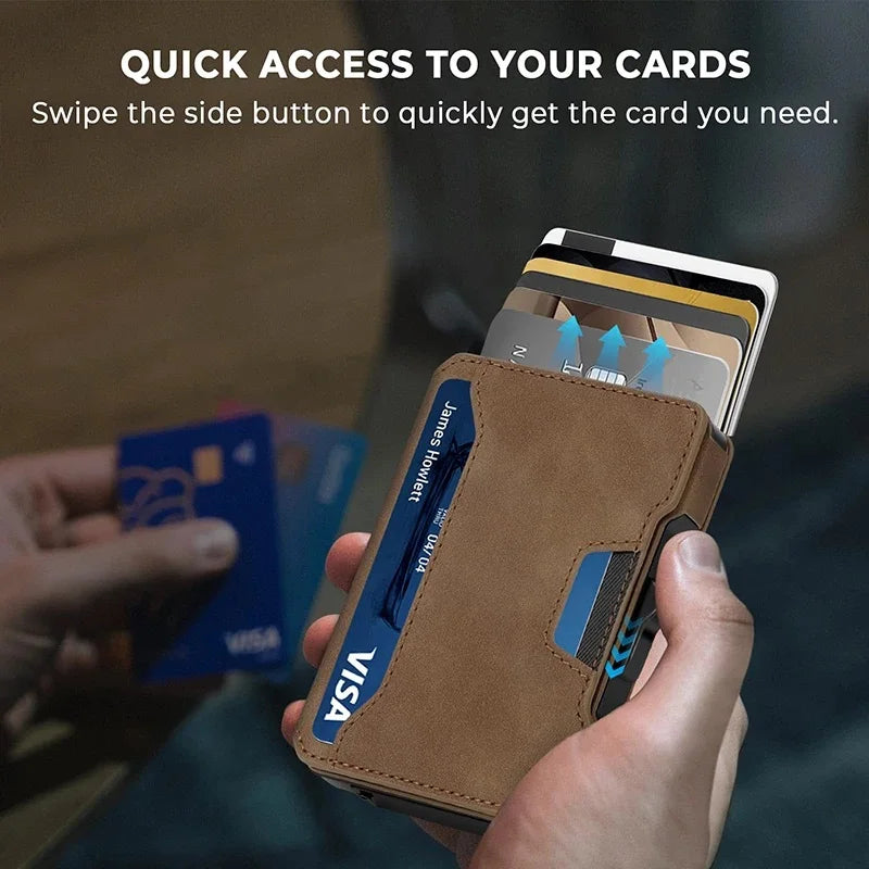 Wallet for Men,Minimalist Slim Mens Wallet with Money Clip,RFID Blocking Smart Pop Up Card Wallet,Metal Credit Card Holder