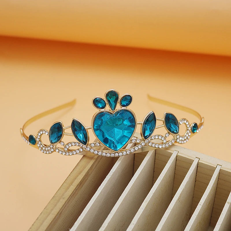 Girl Birthday tiara Crowns Bridal Wedding Hair Accessories Princess Queen Blue Crown Women Party Performance Hair Accessories