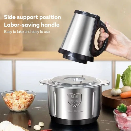 304 Stainless Steel Meat Grinder 3 Gears Adjustment 5L Electric Meat Mincer Mincing Machine Kitchen Chopper Food Processor