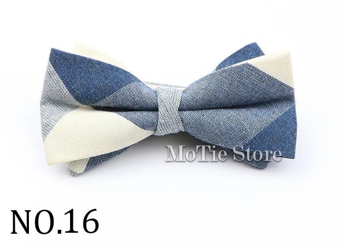 Cotton Double Layer Bowtie For Men Casual Bow Tie Adult Bow Ties Cravats Male Plaid Bow knot For Party Wedding Striped Butterfly
