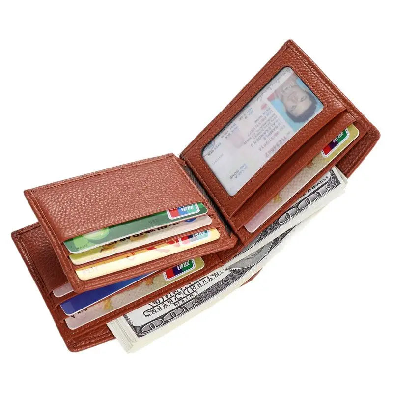 Fashion men wallets genuine leather short design male bifold wallet ID credit card holder purse