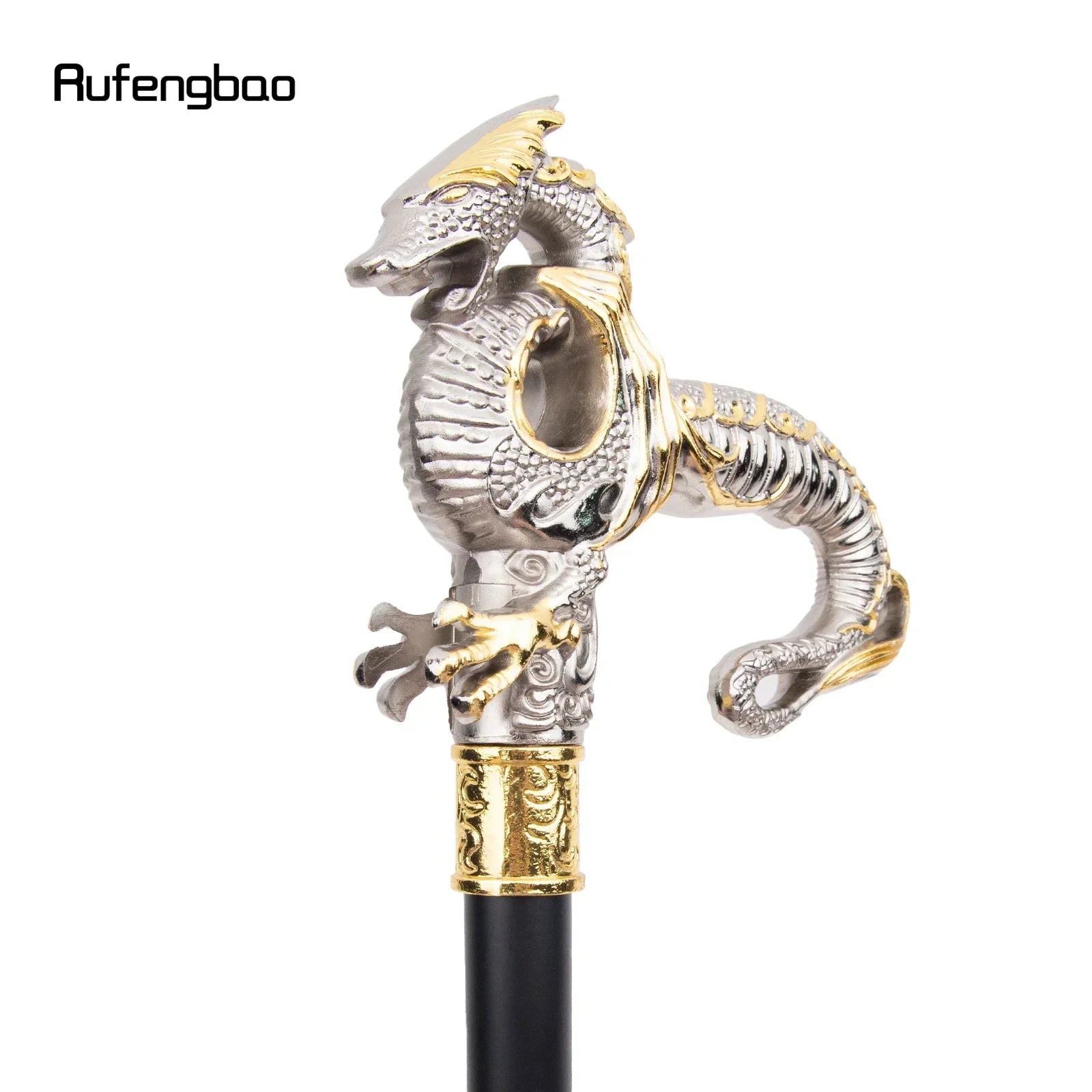 Golden White Luxury Dragon Walking Cane Fashion Decorative Stick Gentleman Elegant Cane  Crosier 93cm  Performance Stage Cane