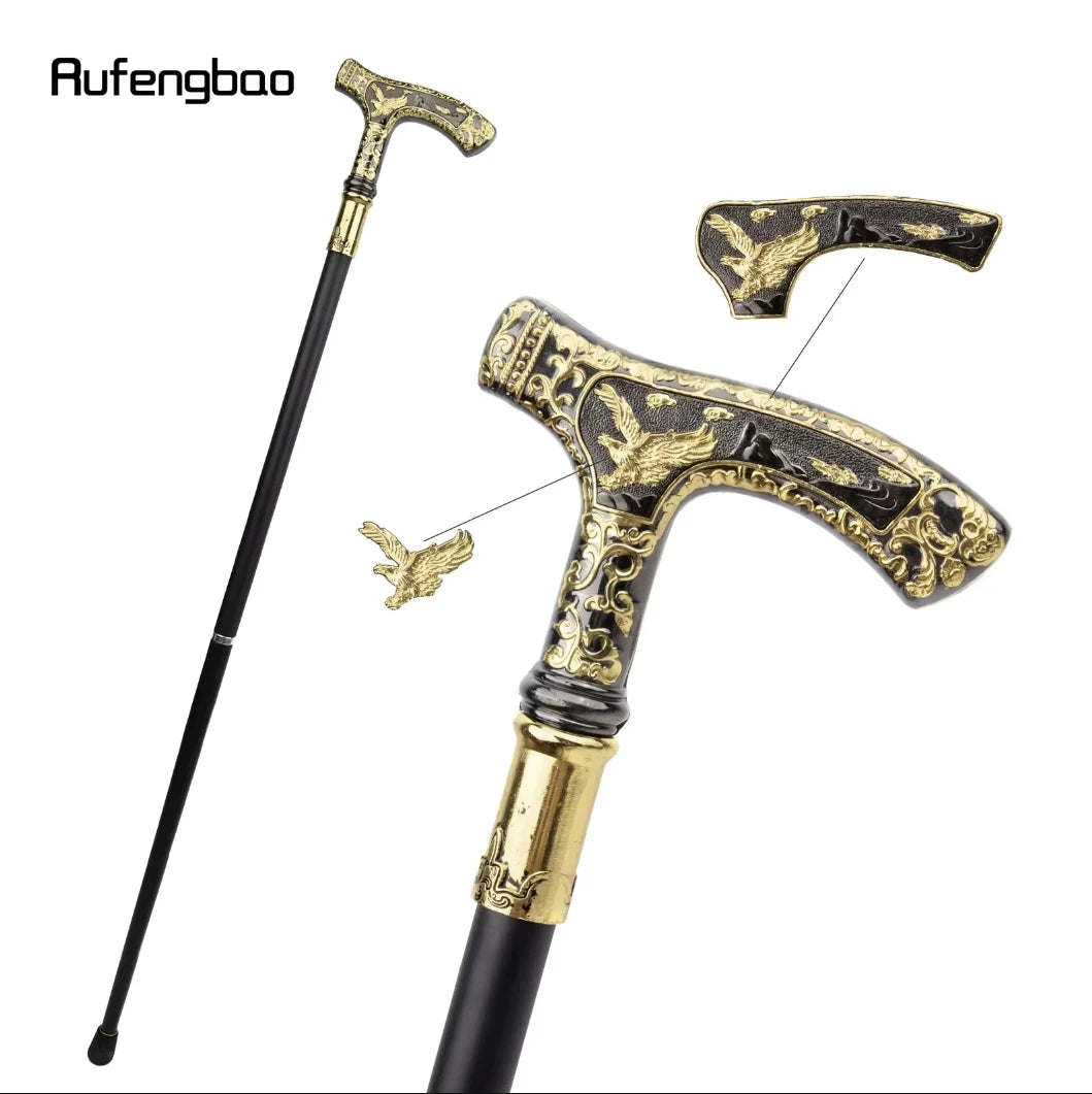 Gold Black Luxury Eagle Handle Walking Cane Fashion Decorative Walking Stick Gentleman Elegant Cosplay Cane Knob Crosier 90cm